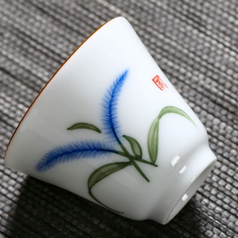 handpainted porcelain tea cup on sales Chinese kungfu cup of tea 50ml dehua China under glaze ceramic cup for Pu'er tea new