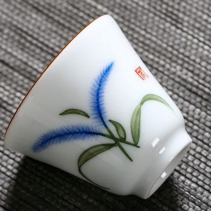 handpainted porcelain tea cup on sales Chinese kungfu cup of tea 50ml dehua China under glaze ceramic cup for Pu'er tea new