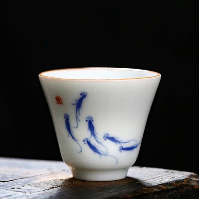 handpainted porcelain tea cup on sales Chinese kungfu cup of tea 50ml dehua China under glaze ceramic cup for Pu'er tea new