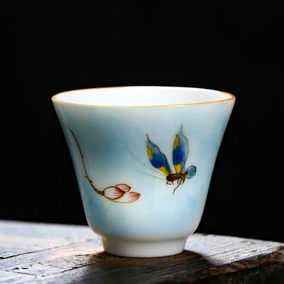 handpainted porcelain tea cup on sales Chinese kungfu cup of tea 50ml dehua China under glaze ceramic cup for Pu'er tea new