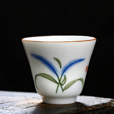 handpainted porcelain tea cup on sales Chinese kungfu cup of tea 50ml dehua China under glaze ceramic cup for Pu'er tea new