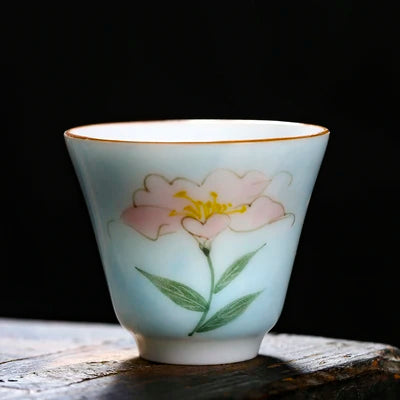 handpainted porcelain tea cup on sales Chinese kungfu cup of tea 50ml dehua China under glaze ceramic cup for Pu'er tea new