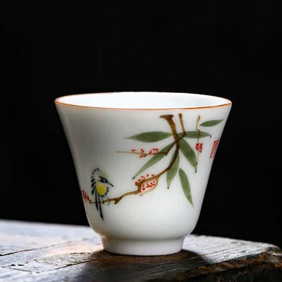 handpainted porcelain tea cup on sales Chinese kungfu cup of tea 50ml dehua China under glaze ceramic cup for Pu'er tea new