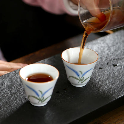 handpainted porcelain tea cup on sales Chinese kungfu cup of tea 50ml dehua China under glaze ceramic cup for Pu'er tea new