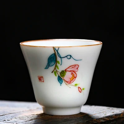 handpainted porcelain tea cup on sales Chinese kungfu cup of tea 50ml dehua China under glaze ceramic cup for Pu'er tea new