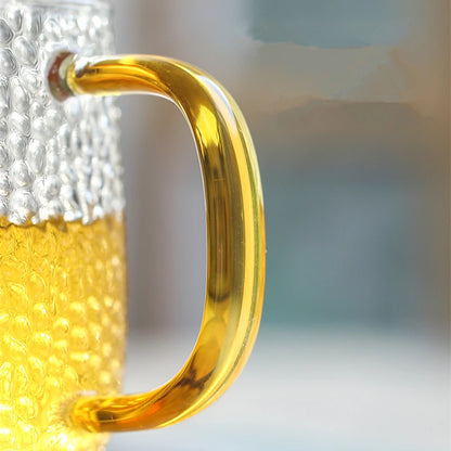 heat resistant glass cup with handle lid filter cup inside Borosilicate glass office cup 350ml big cup