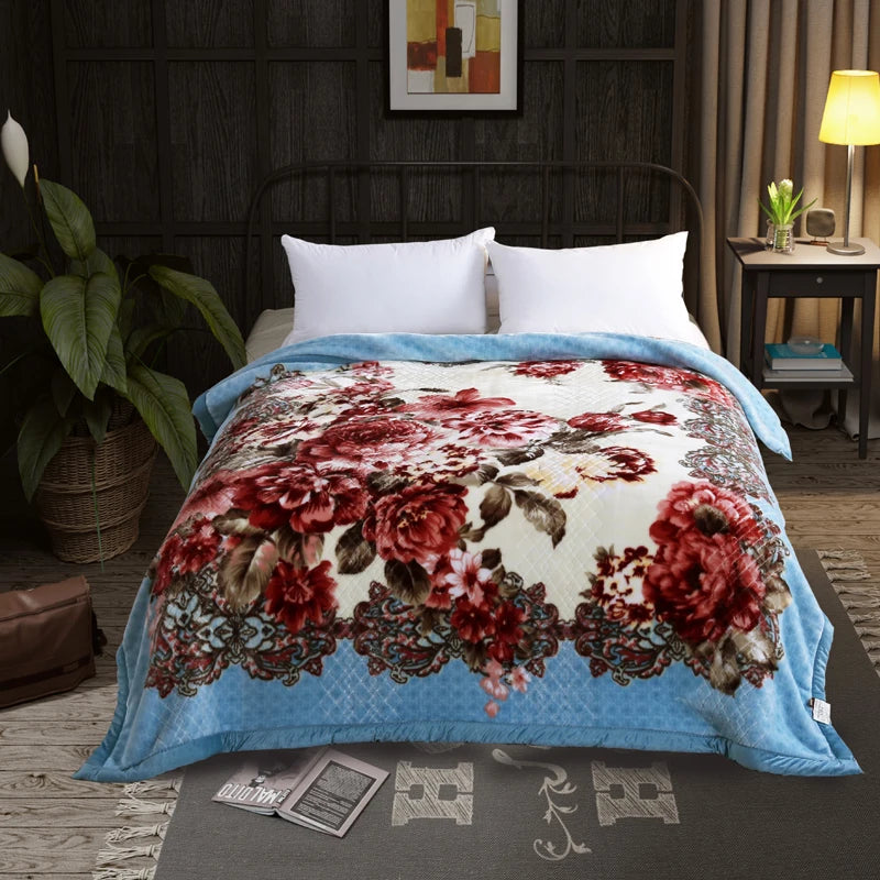 heavy Raschel blanket warm thicker bed cover embossed 3d blankets soft for winter Chinese double layers 2 PLY 78"x90" 4.5kg new