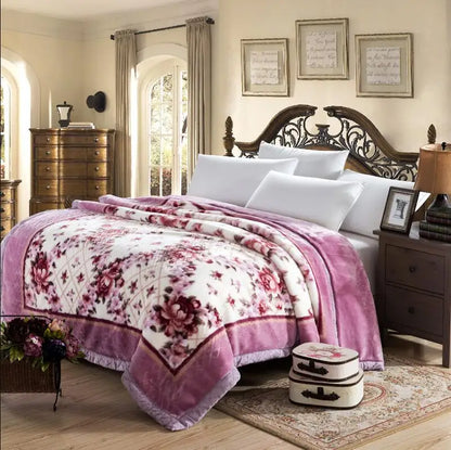 heavy Raschel blanket warm thicker bed cover embossed 3d blankets soft for winter Chinese double layers 2 PLY 78"x90" 4.5kg new