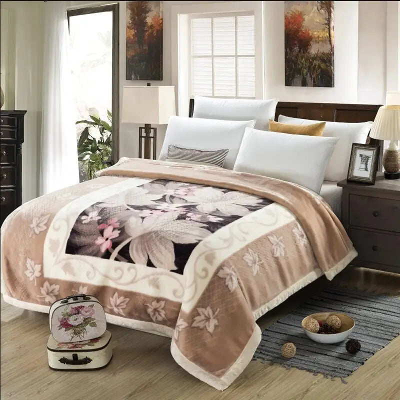 heavy Raschel blanket warm thicker bed cover embossed 3d blankets soft for winter Chinese double layers 2 PLY 78"x90" 4.5kg new