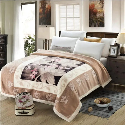 heavy Raschel blanket warm thicker bed cover embossed 3d blankets soft for winter Chinese double layers 2 PLY 78"x90" 4.5kg new