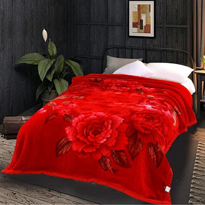 heavy Raschel blanket warm thicker bed cover embossed 3d blankets soft for winter Chinese double layers 2 PLY 78"x90" 4.5kg new