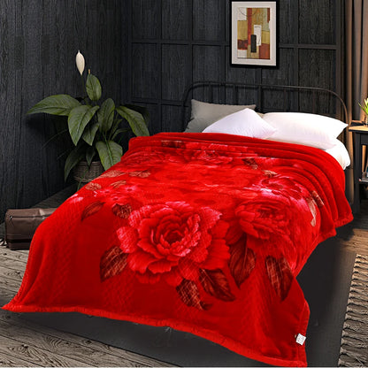 heavy Raschel blanket warm thicker bed cover embossed 3d blankets soft for winter Chinese double layers 2 PLY 78"x90" 4.5kg new