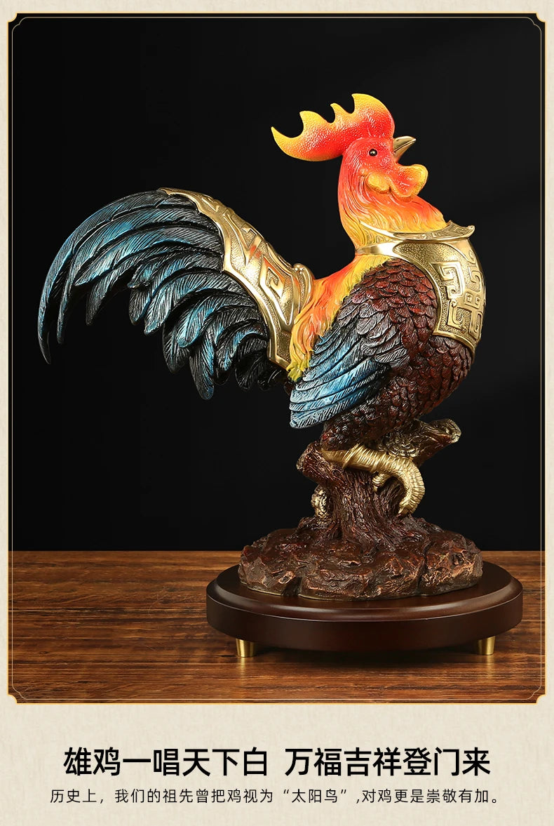 high grade Auspicious Good Omens Wealth Good luck Cock HOME SHOP OFFICE BAR CLUB decoration bring wealth money bronze Sculpture