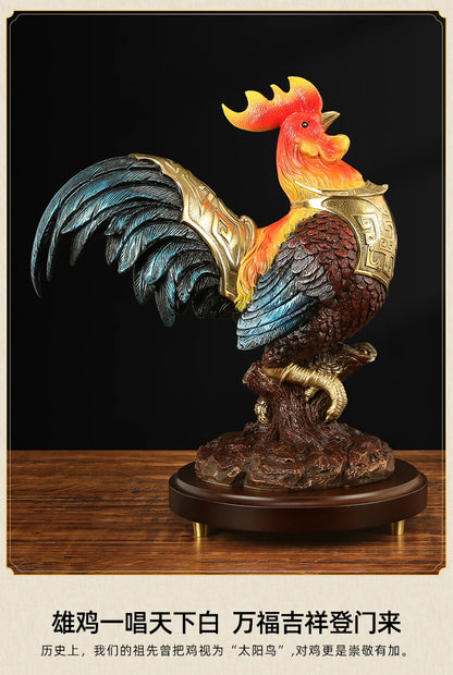 high grade Auspicious Good Omens Wealth Good luck Cock HOME SHOP OFFICE BAR CLUB decoration bring wealth money bronze Sculpture