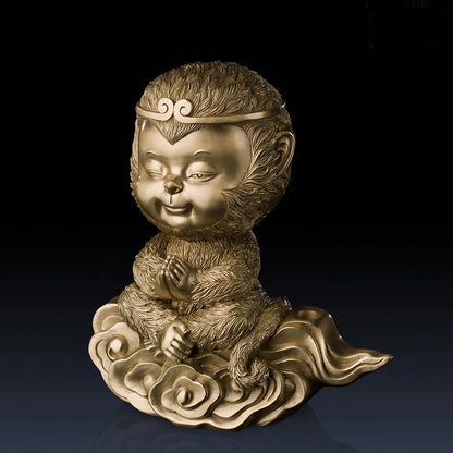 high grade Buddhism Spiritual ART Good luck God of victory WU KONG HOME office Bar bring thriving business mascot brass statue