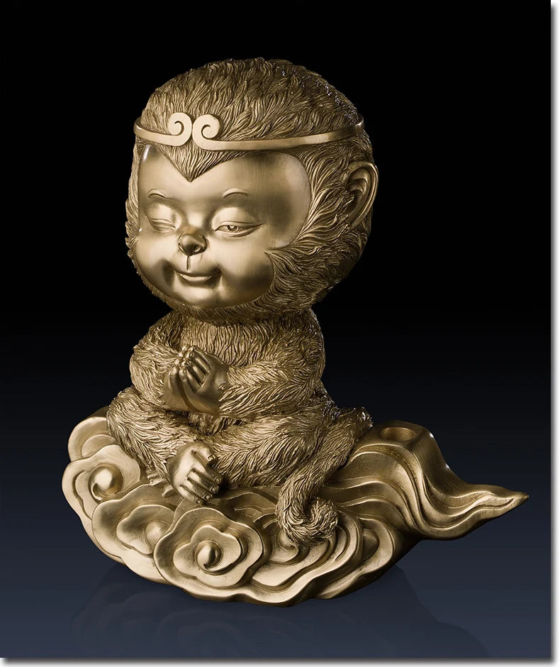 high grade Buddhism Spiritual ART Good luck God of victory WU KONG HOME office Bar bring thriving business mascot brass statue