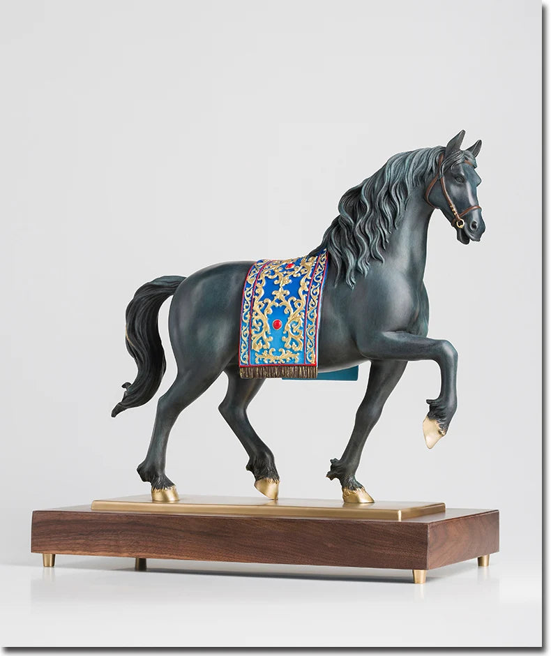 high grade Decoration art HOME Company shop Money drawing Auspicious GOOD Luck Success horse Talisman brass Sculpture