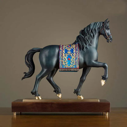 high grade Decoration art HOME Company shop Money drawing Auspicious GOOD Luck Success horse Talisman brass Sculpture