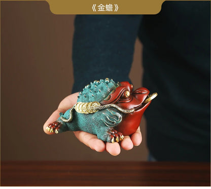 high grade Good luck HOME OFFICE BAR Talisman Bring wealth and treasure Money Drawing JIN CHAN FENG SHUI Brass statue