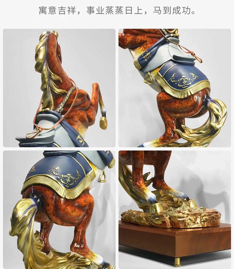 high grade Home store Company SHOP Decor Handmade COPPER bring wealth GOOD LUCK Success War horse Sculpture decor ART Statue