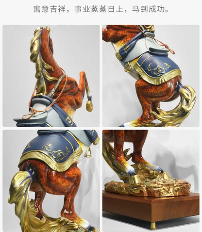 high grade Home store Company SHOP Decor Handmade COPPER bring wealth GOOD LUCK Success War horse Sculpture decor ART Statue