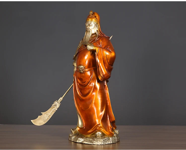 high grade Ornament 48CM Company home Porch lobby thriving business Money Good luck God of wealth GUAN GONG brass Sculpture