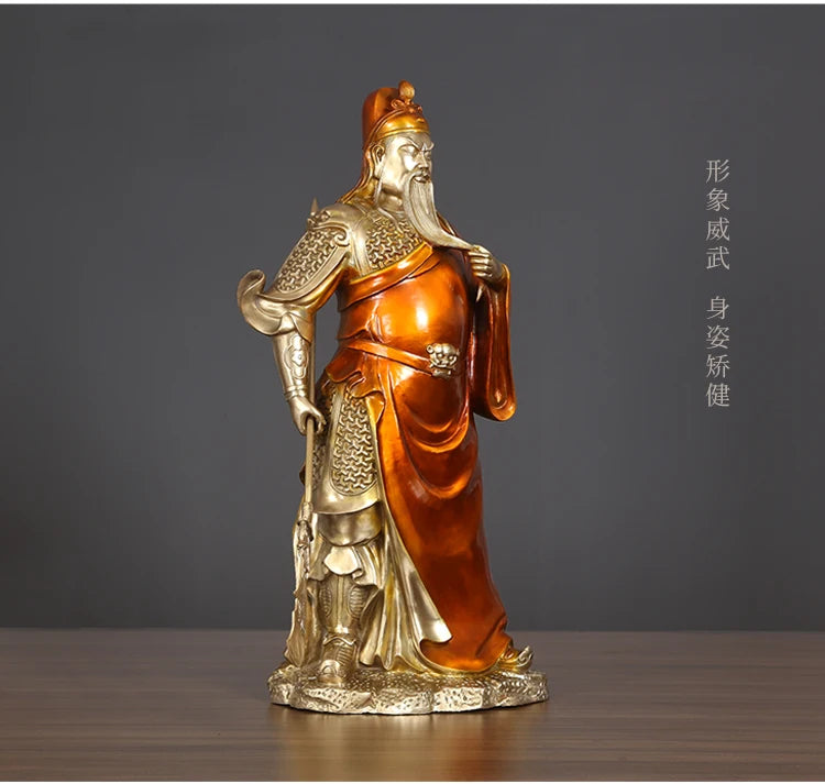 high grade Ornament 48CM Company home Porch lobby thriving business Money Good luck God of wealth GUAN GONG brass Sculpture