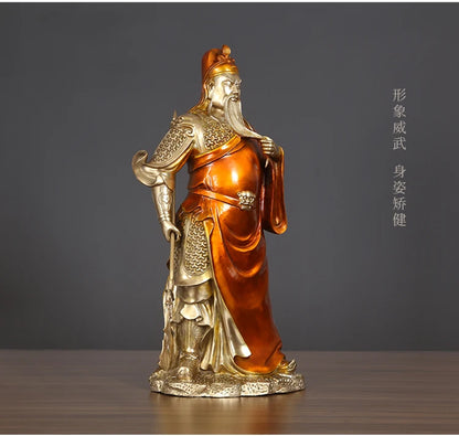 high grade Ornament 48CM Company home Porch lobby thriving business Money Good luck God of wealth GUAN GONG brass Sculpture