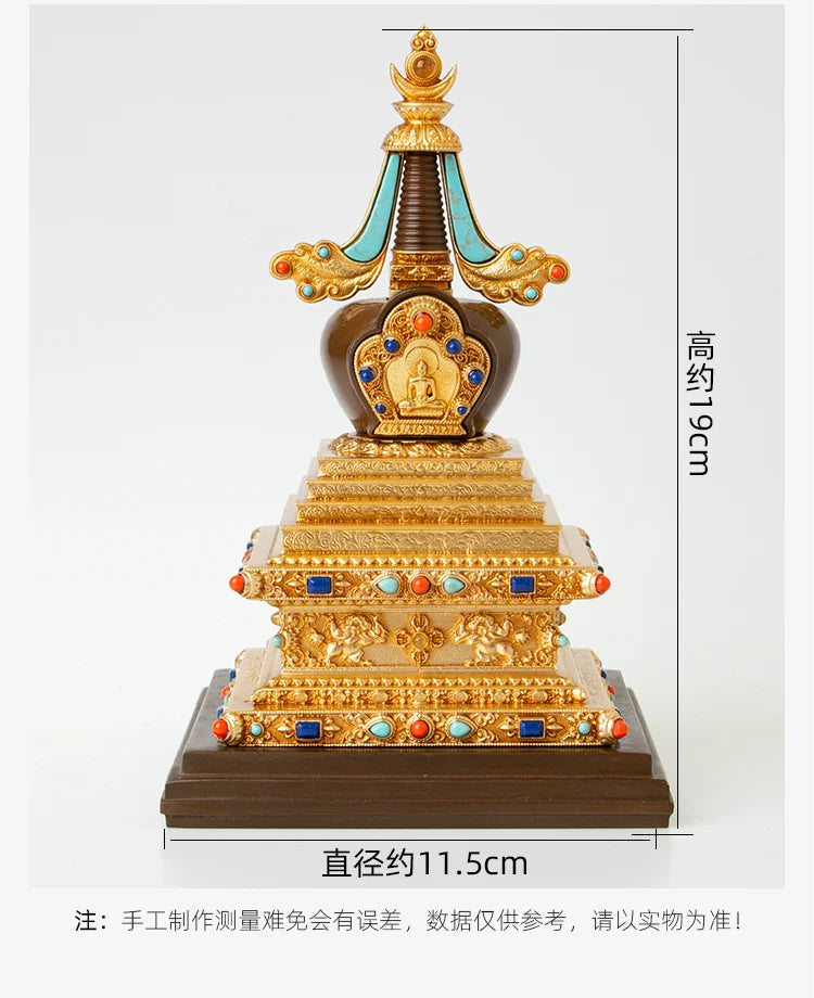 high grade buddha Pagoda HOME efficacious Tantric talisman Tibet Buddhism buddha Gilt dagoba stupa tower Bodhi pagoda statue