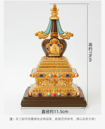 high grade buddha Pagoda HOME efficacious Tantric talisman Tibet Buddhism buddha Gilt dagoba stupa tower Bodhi pagoda statue