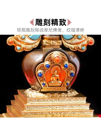high grade buddha Pagoda HOME efficacious Tantric talisman Tibet Buddhism buddha Gilt dagoba stupa tower Bodhi pagoda statue