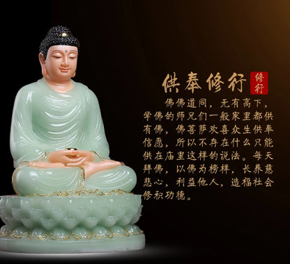 high grade buddha Southeast Asia home Family efficacious Talisman bless safe health good luck jade gilding Buddha statue