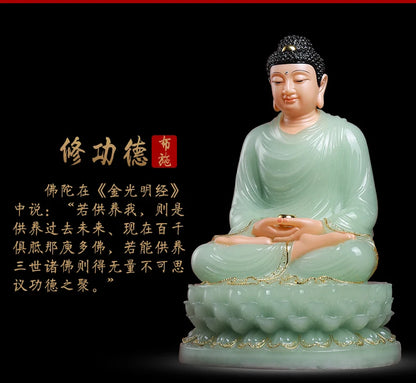 high grade buddha Southeast Asia home Family efficacious Talisman bless safe health good luck jade gilding Buddha statue
