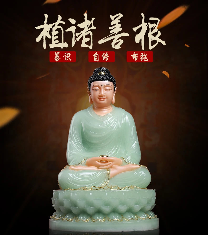 high grade buddha Southeast Asia home Family efficacious Talisman bless safe health good luck jade gilding Buddha statue