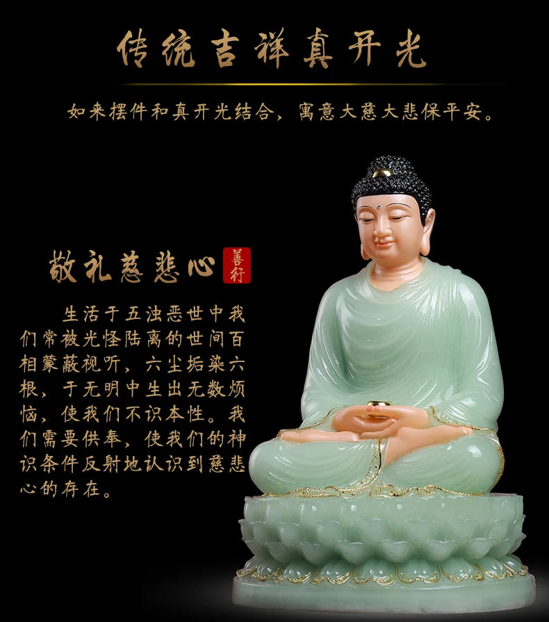high grade buddha Southeast Asia home Family efficacious Talisman bless safe health good luck jade gilding Buddha statue