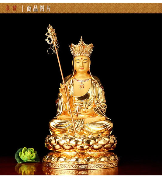 high-grade buddha ksitigarbha Dizang pusa HOME efficacious Talisman bless safe health good luck gilding COPPER God statue