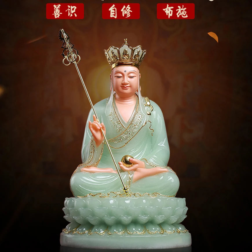 high-grade buddha ksitigarbha Dizang pusa HOME efficacious Talisman bless safe health good luck jade gilding Buddha statue