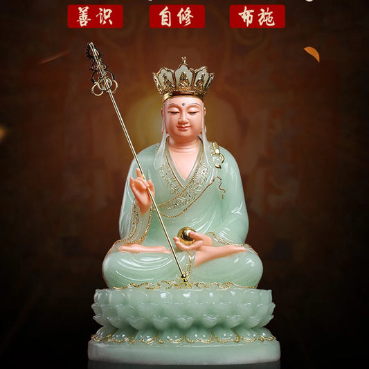 high-grade buddha ksitigarbha Dizang pusa HOME efficacious Talisman bless safe health good luck jade gilding Buddha statue