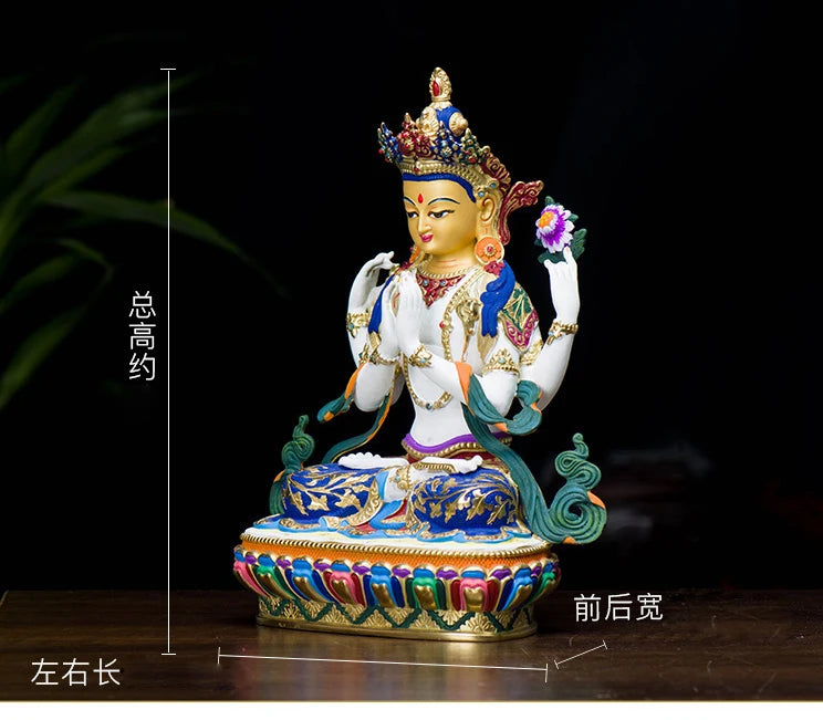 high grade color drew Buddha statue bless family Safety Health efficacious Talisman Tibet prajnaparamita Painted Buddha statue