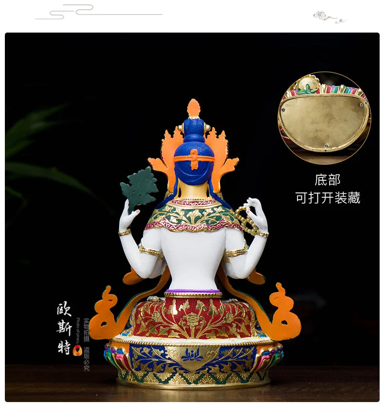 high grade color drew Buddha statue bless family Safety Health efficacious Talisman Tibet prajnaparamita Painted Buddha statue