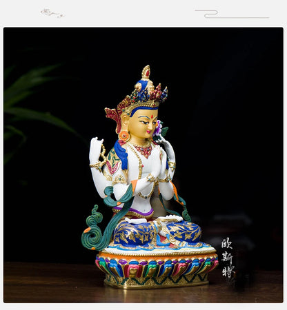 high grade color drew Buddha statue bless family Safety Health efficacious Talisman Tibet prajnaparamita Painted Buddha statue