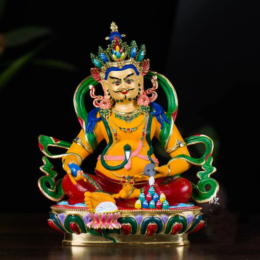 high grade color drew Buddha statue bless family Safety Health luck efficacious Talisman Yellow Jambhala fortune god statue