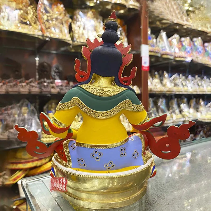high grade colored draw Buddha statue bless family GOOD luck Yellow Jambhala God of wealth Mammon Buddha Painted Buddha statue