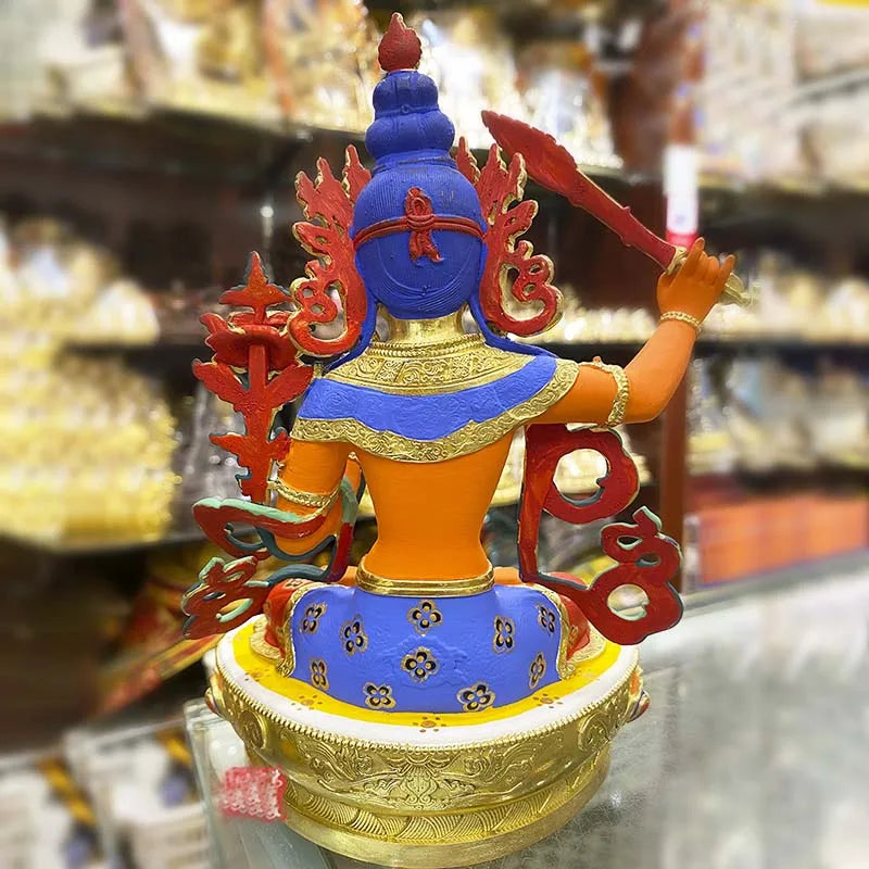 high grade colored draw Buddha statue bless family Safety Health luck Bodhisattva Manjusri Guan yin Buddha Painted Buddha statue