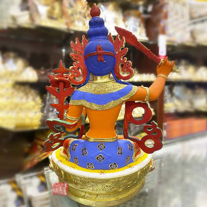 high grade colored draw Buddha statue bless family Safety Health luck Bodhisattva Manjusri Guan yin Buddha Painted Buddha statue