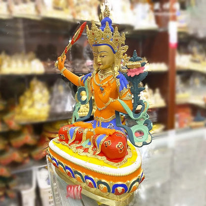 high grade colored draw Buddha statue bless family Safety Health luck Bodhisattva Manjusri Guan yin Buddha Painted Buddha statue