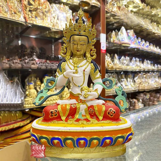 high grade colored draw Good Buddha statue bless family Safety Health luck Vajra Sakyamuni Vajrasattva Painted Buddha statue