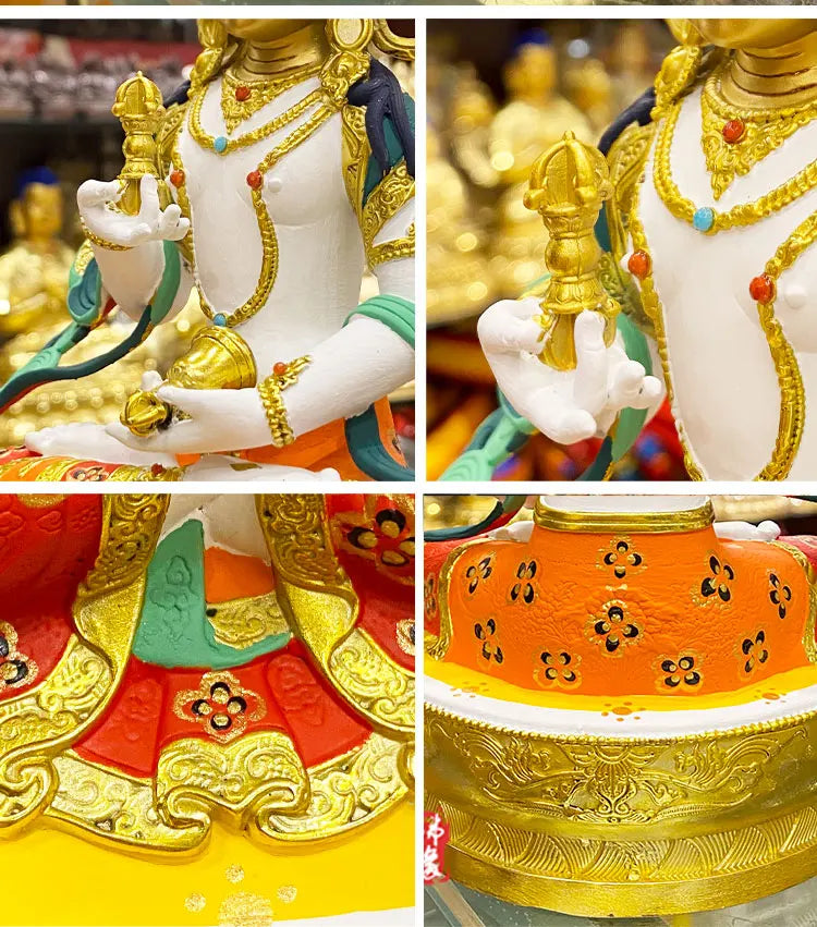 high grade colored draw Good Buddha statue bless family Safety Health luck Vajra Sakyamuni Vajrasattva Painted Buddha statue