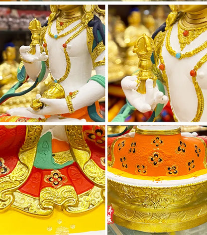 high grade colored draw Good Buddha statue bless family Safety Health luck Vajra Sakyamuni Vajrasattva Painted Buddha statue
