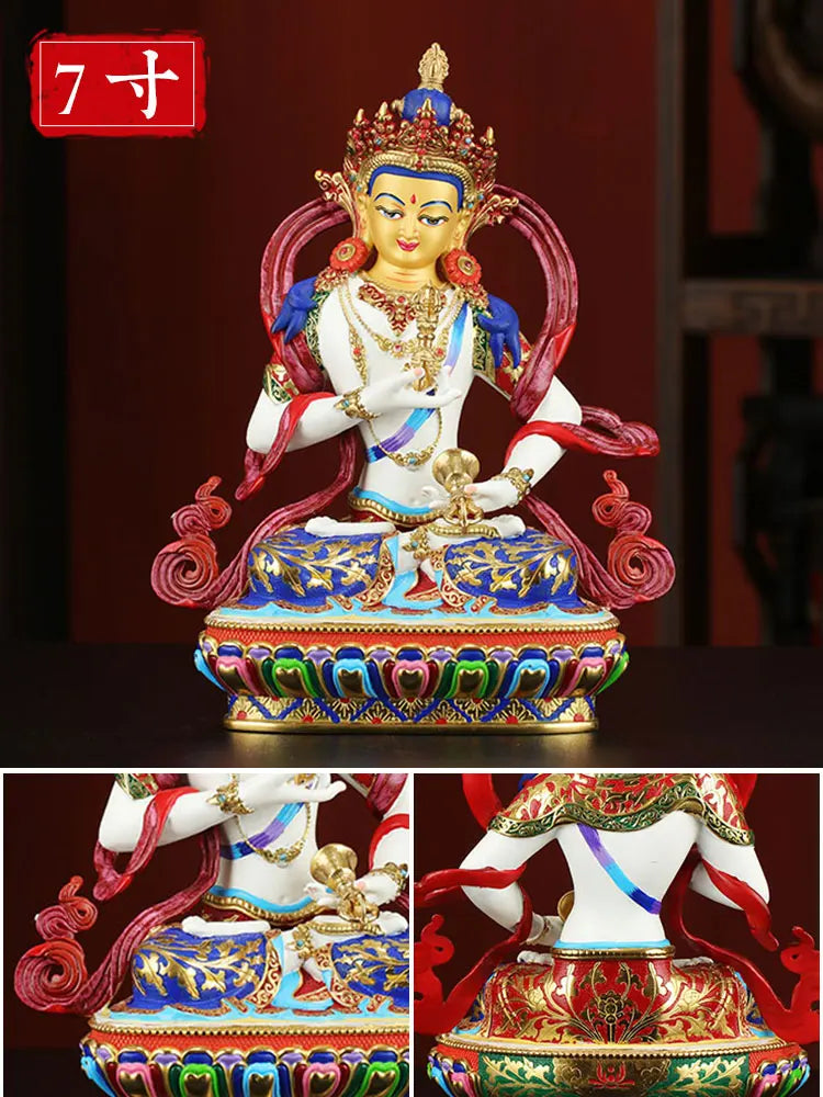 high grade colored draw Good Buddha statue bless family Safety Health luck Vajra Sakyamuni Vajrasattva Painted Buddha statue A